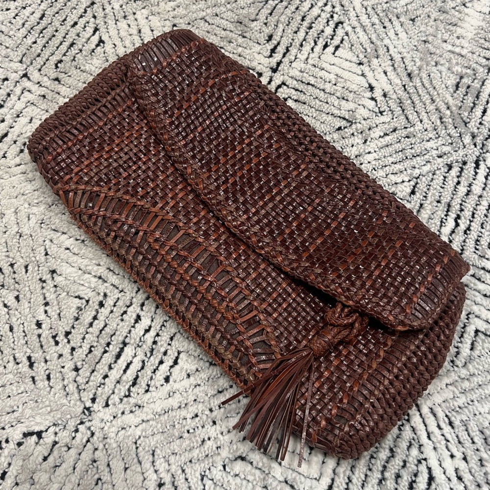 RARE Vintage Cole Hann Woven Leather Clutch - Picture 3 of 14